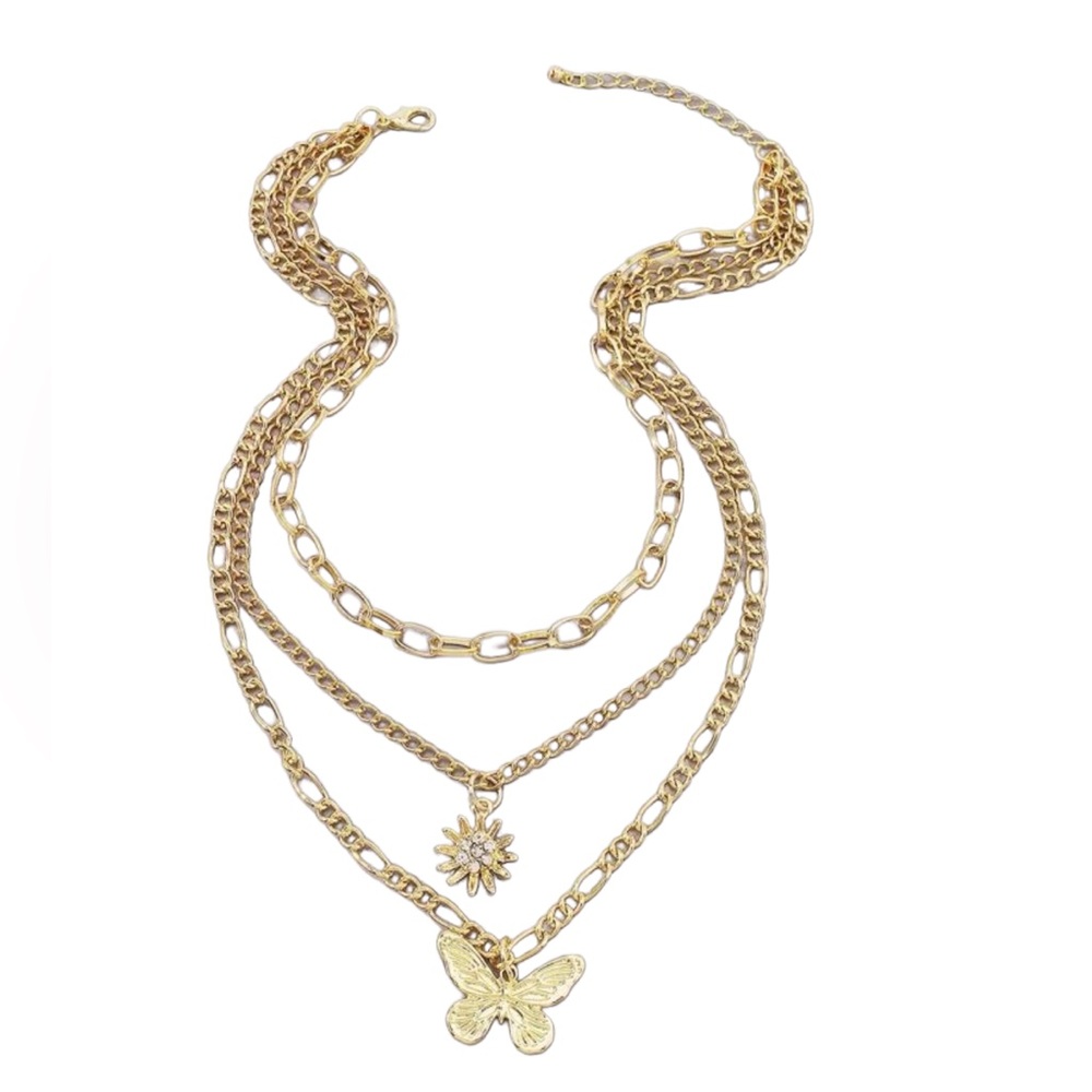 Butterfly layers necklace in gold - Picture 1 of 6